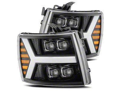 AlphaRex NOVA-Series LED Projector Headlights; Jet Black Housing; Clear Lens (07-14 Silverado 3500 HD)