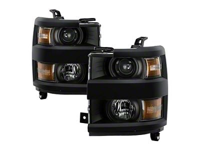 OE Style Headlights; Black Housing; Clear Lens (15-19 Silverado 3500 HD w/ Factory Halogen Headlights)