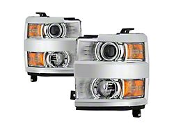 OE Style Headlights; Chrome Housing; Clear Lens (15-19 Silverado 3500 HD w/ Factory Halogen Headlights)