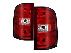 OEM Style Tail Lights; Chrome Housing; Red Lens (07-14 Silverado 3500 HD)