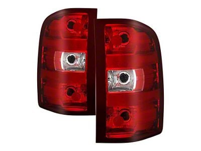 OEM Style Tail Lights; Chrome Housing; Red Lens (07-14 Silverado 3500 HD)