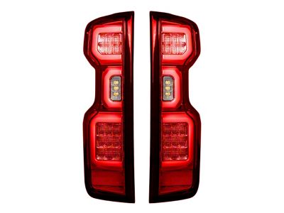 OLED Tail Lights; Chrome Housing; Red Lens (20-23 Silverado 3500 HD w/ Factory Halogen Tail Lights)