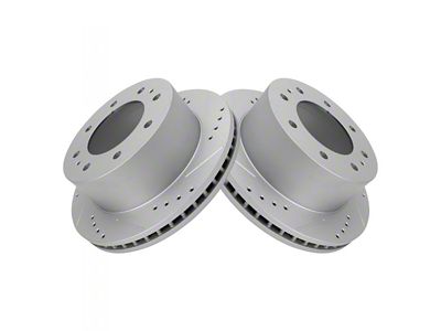 Performance Drilled and Slotted 8-Lug Rotors; Rear Pair (11-24 Silverado 3500 HD SRW)