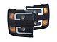 Plank Style Switchback Projector Headlights; Black Housing; Clear Lens (15-19 Silverado 3500 HD)