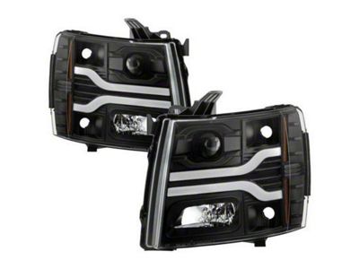 Platinum Series Headlights; Black Housing; Clear Lens (07-14 Silverado 3500 HD)