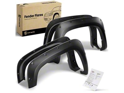 Pocket Rivet Style Fender Flares; Black (20-25 Silverado 3500 HD SRW)
