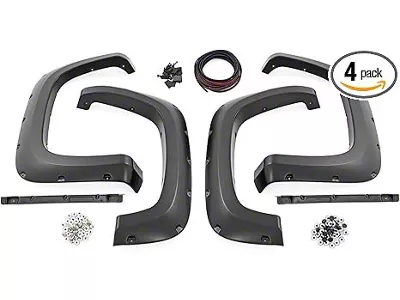 Pocket Style Fender Flares; Gloss Black (20-25 Silverado 3500 HD SRW)