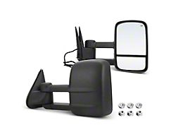 Powered Heated Manual Folding Tow Mirrors; Textured Black (01-06 Silverado 3500 HD)