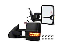 Powered Heated Manual Folding Tow Mirrors with Turn Signal; Textured Black (15-19 Silverado 3500 HD)