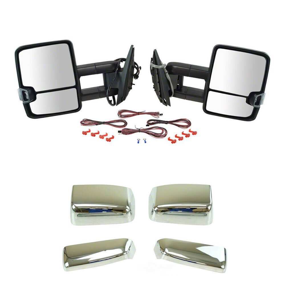 Silverado 3500 Powered Heated Manual Folding Towing Mirrors with Black
