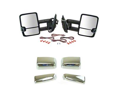 Powered Heated Manual Folding Towing Mirrors with Black and Chrome Caps (07-14 Silverado 3500 HD)