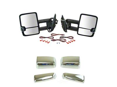 Powered Heated Manual Folding Towing Mirrors with Black and Chrome Caps (07-14 Silverado 3500 HD)