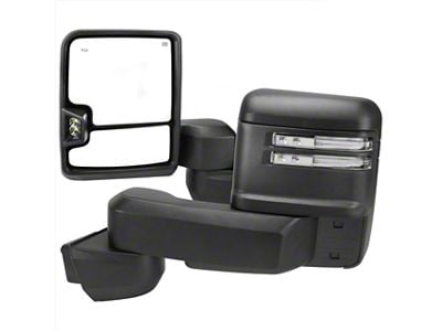 Powered Heated Manual Extendeable Towing Mirrors with Clear LED Turn Signals; Matte (20-24 Silverado 3500 HD)