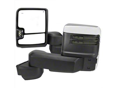 Powered Heated Manual Extendeable Towing Mirrors with Smoked LED Turn Signals; Chrome (20-24 Silverado 3500 HD)