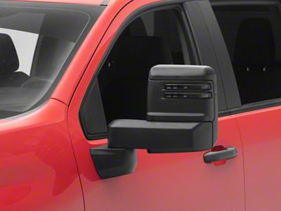 Powered Heated Manual Extendeable Towing Mirrors with Smoked LED Turn Signals; Matte (20-24 Silverado 3500 HD)