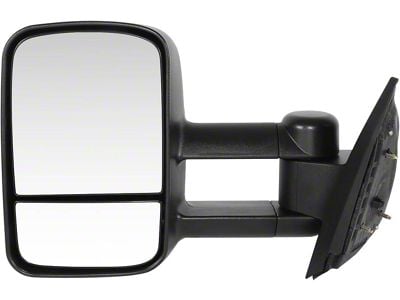 Powered Heated Towing Mirror; Driver Side; Paintable Black (07-14 Silverado 3500 HD)