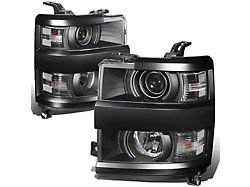 Projector Headlight with Clear Corner Lights; Black Housing; Clear Lens (15-19 Silverado 3500 HD)