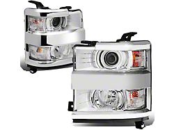 Projector Headlights; Chrome Housing; Clear Lens (15-19 Silverado 3500 HD)