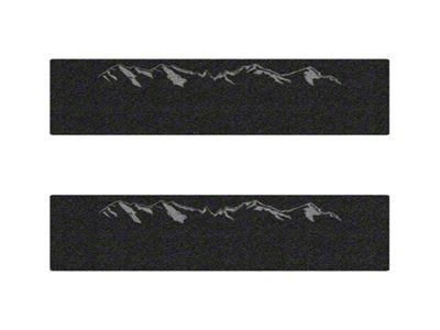 Rear Door Sill Protection with Mountain Logo; Textured Black (15-25 Silverado 3500 HD Crew Cab)