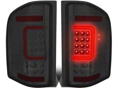 Red C-Bar LED Tail Lights; Chrome Housing; Smoked Lens (07-14 Silverado 3500 HD)