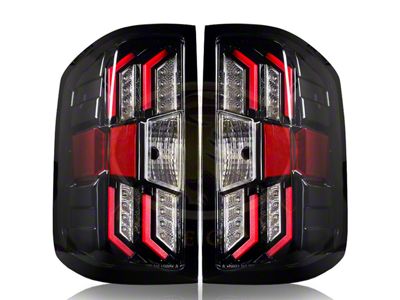 Renegade Series LED Tail Lights; Gloss Black Housing; Clear Lens (15-19 Silverado 3500 HD w/o Factory LED Tail Lights)