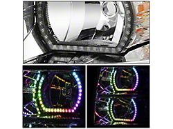 RGB LED DRL Headlights with Amber Corners; Chrome Housing; Clear Lens (07-14 Silverado 3500 HD)