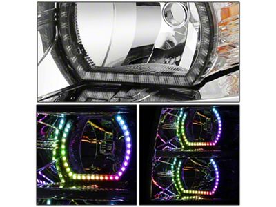 RGB LED DRL Headlights with Amber Corners; Chrome Housing; Clear Lens (07-14 Silverado 3500 HD)
