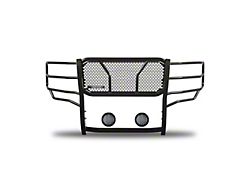 Rugged Heavy Duty Grille Guard with 5.30-Inch Black Round LED Lights; Black (15-19 Silverado 3500 HD)
