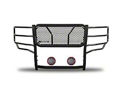 Rugged Heavy Duty Grille Guard with 5.30-Inch Red Round LED Lights; Black (15-19 Silverado 3500 HD)
