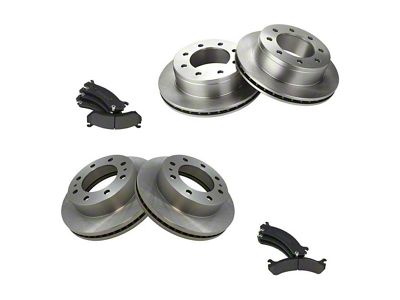 Semi-Metallic 8-Lug Brake Rotor and Pad Kit; Front and Rear (07-10 Silverado 3500 HD)