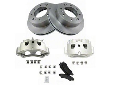 Semi-Metallic 8-Lug Brake Rotor, Pad and Caliper Kit; Front (11-18 Silverado 3500 HD)