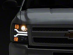 Signature Series Version 3 LED DRL Projector Headlights; Black (07-14 Silverado 3500 HD)