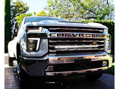 Single 40-Inch Amber LED Light Bar with Grille Mounting Brackets (20-24 Silverado 3500 HD)