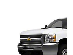 Stainless Steel Billet Upper Grille Overlay; Black (07-10 Silverado 3500 HD)