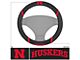 Steering Wheel Cover with University of Nebraska Logo; Black (Universal; Some Adaptation May Be Required)