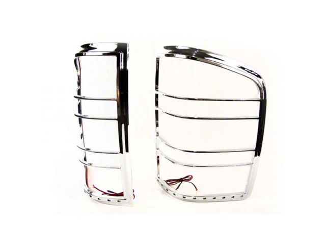 Tail Light Bezels with Red LED Brake and Running Lights; Chrome (07-14 Silverado 3500 HD)