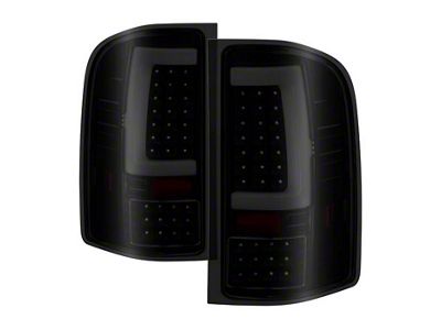 Version 2 Light Bar LED Tail Lights; Black Housing; Smoked Lens (07-14 Silverado 3500 HD)