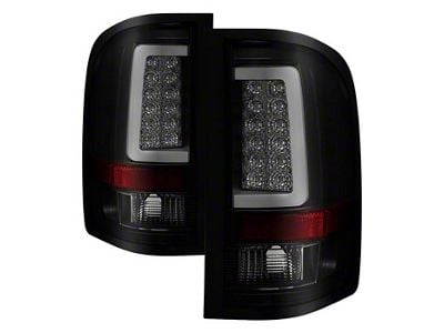 Version 3 Light Bar LED Tail Lights; Black Housing; Smoked Lens (07-14 Silverado 3500 HD)