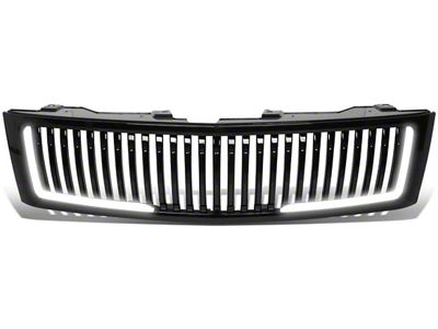 Vertical Style Upper Replacement Grille with LED DRL Light; Black (07-14 Silverado 3500 HD)