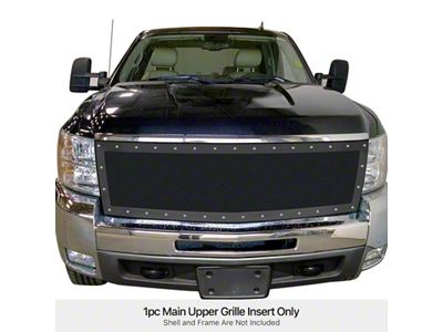 Wire Mesh Rivet Style Upper Replacement Grille; Black (07-10 Silverado 3500 HD)