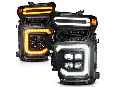 Z-Series Full LED Projector Headlight with DRL, Initiation and Sequential Turn Signal; Black Housing; Clear Lens (20-23 Silverado 3500 HD)