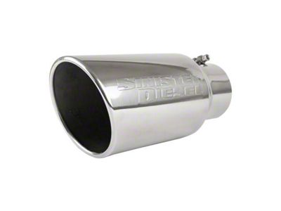 Sinister Diesel Angled Cut Rolled End Exhaust Tip; 6-Inch; Polished (Fits 4-Inch Tailpipe)