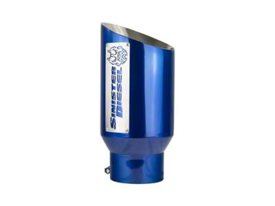 Sinister Diesel Angle Cut Dual Wall Round Exhaust Tip; 6-Inch; Blue (Fits 4-Inch Tailpipe)