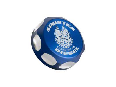 Sinister Diesel Radiator Surge Tank Cap; Blue (17-26 6.6L Duramax Sierra 2500 HD)