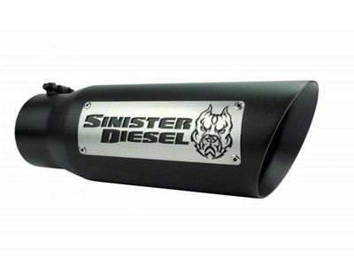 Sinister Diesel Angle Cut Dual Wall Round Exhaust Tip; 5-Inch; Black (Fits 4-Inch Tailpipe)