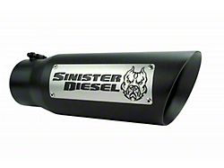 Sinister Diesel Angle Cut Dual Wall Round Exhaust Tip; 5-Inch; Black (Fits 4-Inch Tailpipe)