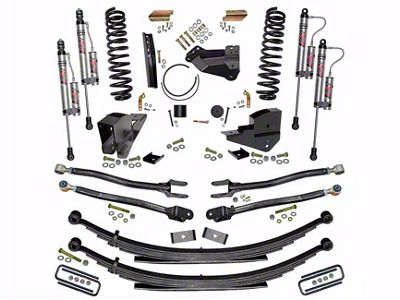 SkyJacker 4-Inch 4-Link Suspension Lift Kit with Rear Leaf Springs and ADX 2.0 Remote Reservoir Monotube Shocks (23-24 4WD 6.7L Powerstroke F-250 Super Duty SRW w/o 4-Inch Axles, Factory LED Headlights, Onboard Scales)