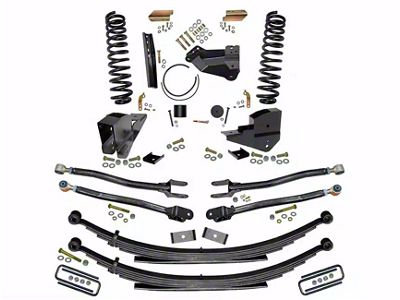 SkyJacker 4-Inch 4-Link Suspension Lift Kit with Rear Leaf Springs (23-25 4WD 6.8L, 7.3L F-250 Super Duty w/o 4-Inch Axles, Factory LED Headlights, Onboard Scales)