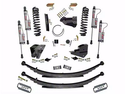 SkyJacker 4-Inch Suspension Lift Kit with Rear Leaf Springs and ADX 2.0 Remote Reservoir Monotube Shocks (23-24 4WD 6.8L, 7.3L F-250 Super Duty w/o 4-Inch Axles, Factory LED Headlights, Onboard Scales)