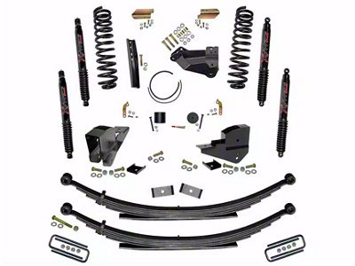 SkyJacker 4-Inch Suspension Lift Kit with Rear Leaf Springs and Black MAX Shocks (23-24 4WD 6.7L Powerstroke F-250 Super Duty SRW w/o 4-Inch Axles, Factory LED Headlights, Onboard Scales)